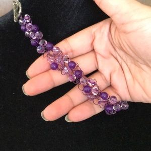 Lovely purple beaded necklace choker 1990s